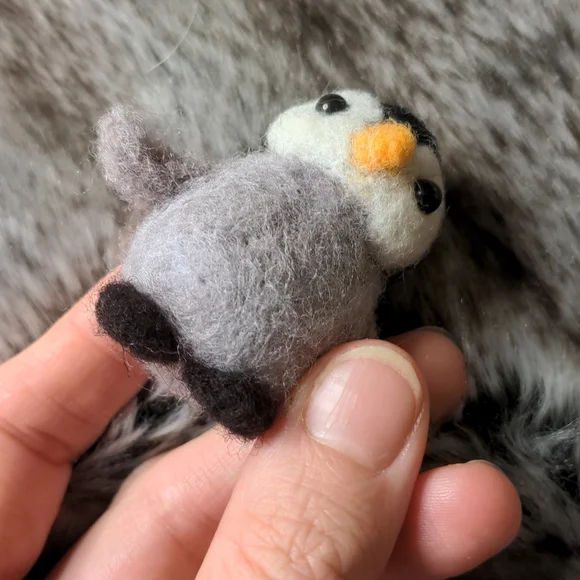 SOLD: HANDMADE Baby Penguin Needle Felted Ornament - Picture 3 of 5